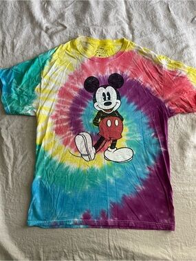 Disney Mickey Mouse Tie Dye Adult Medium Unisex Graphic T-Shirt Classic Retro